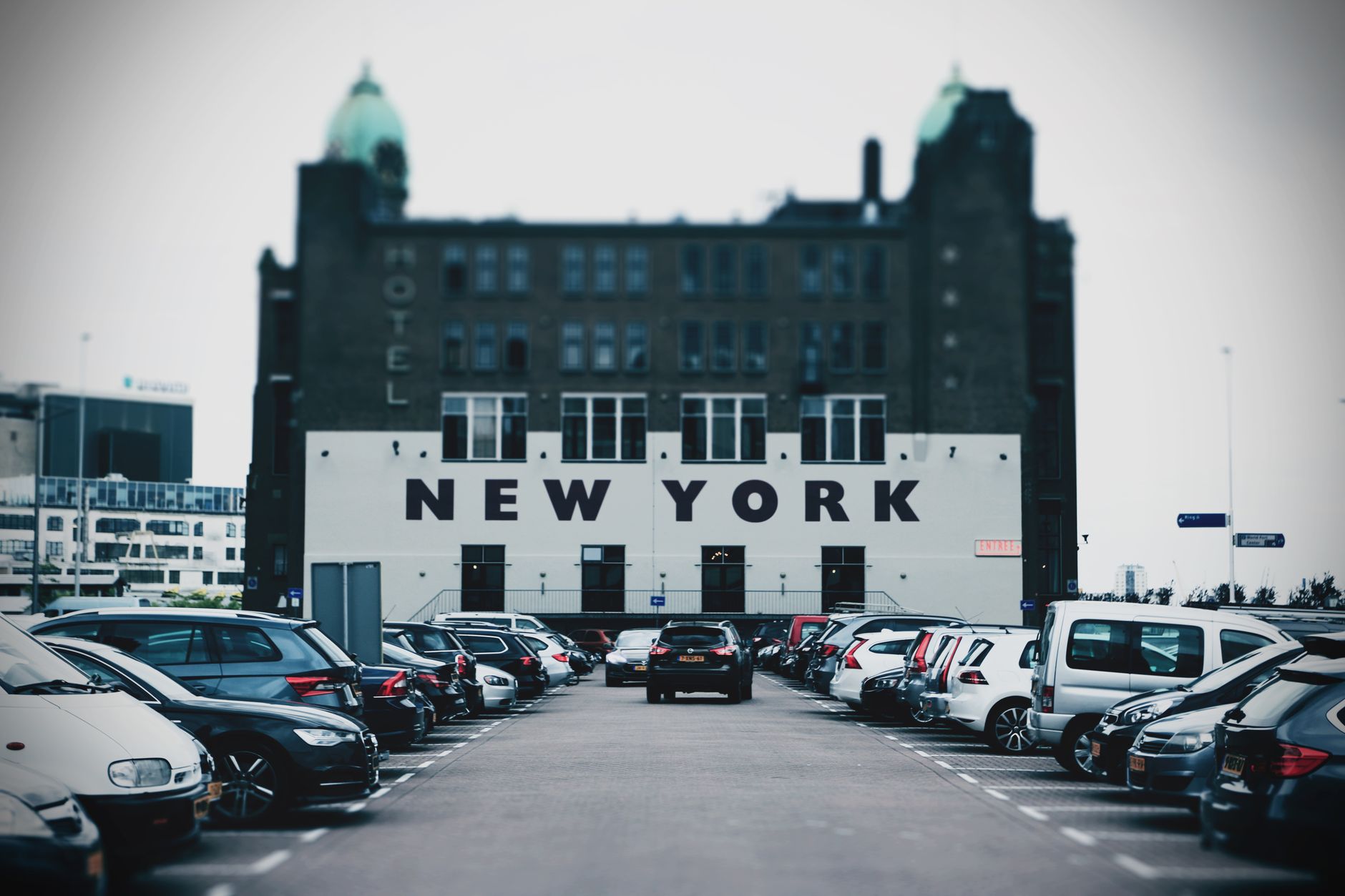 new york hotel building at parking lot
