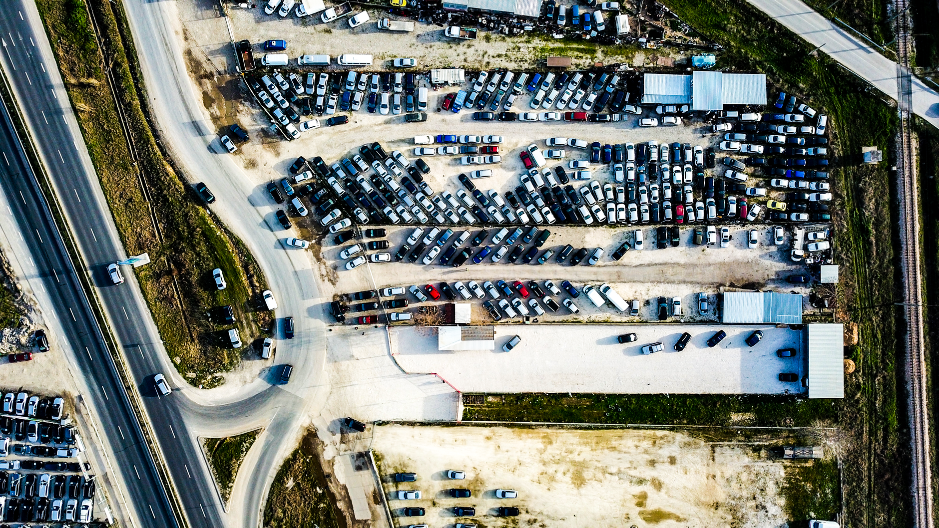 aerial view of cars